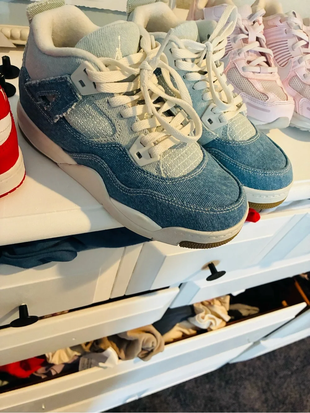 Jordan Kids Denim Blue and White Lace-Up Sneakers